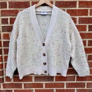 Old Navy Cozy Shaker Cardigan Small Cream Speckled Neutral Coastal Grandma